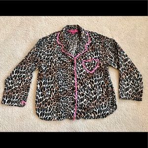 Betsy Johnson Leopard Flannel Pajama Top